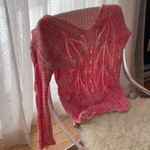 Size M. Free People Pink Off-the-Shoulder Sweater VINTAGE
